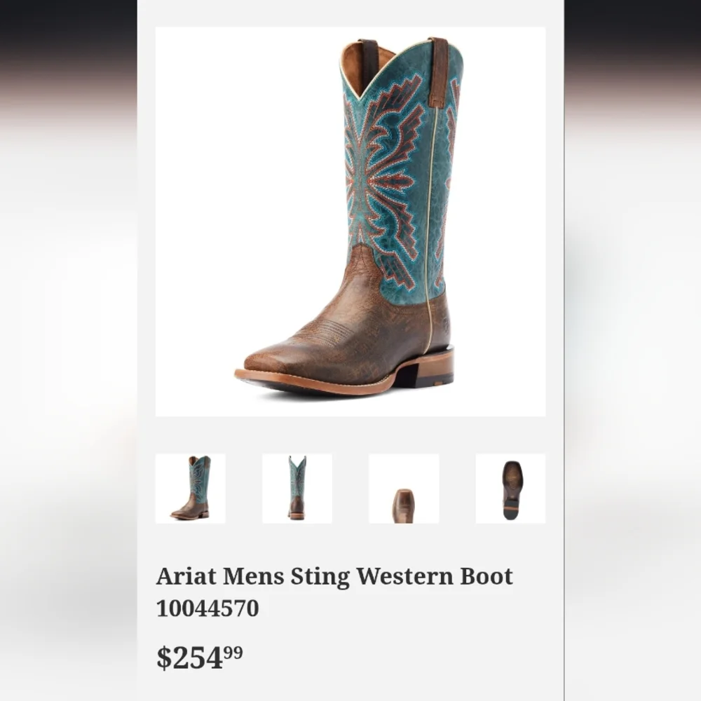 Ariat Men's Western Boots in Brown and Teal - Picture 3 of 8